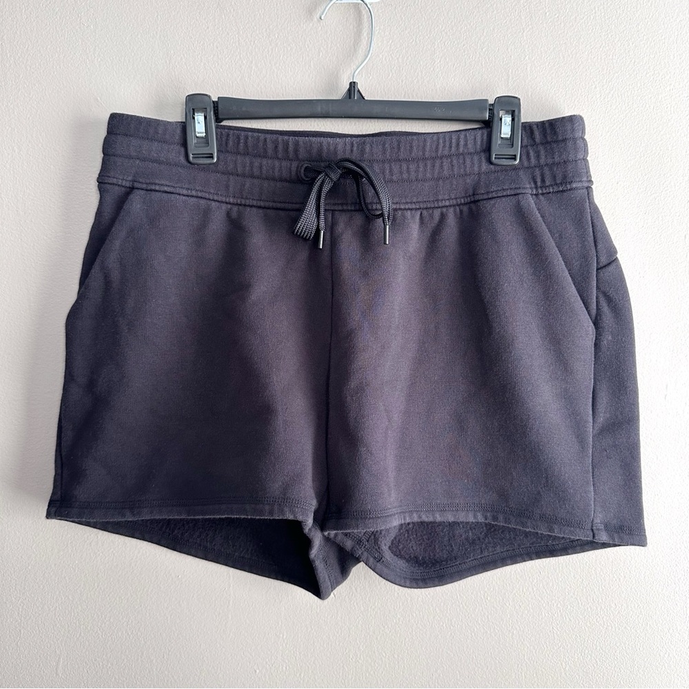 Public Rec Black Luxe Fleece Sweat Shorts Womens 32 Pima Cotton Blend Athleisure